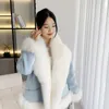 Womens Fur Faux Autumn and Winter Fashion Trend äkta mocka tyg med gås ner high end fashionabla coat topp 230922