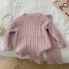 Clothing Sets Autumn Spring Korean Style Kids Knitted Set Long Sleeved Solid Color PulloverPants Baby Girl Clothes Suit 230923