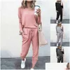 Womens Tracksuits Jogging Ternos para Mulheres Casual 2 Peça Primavera e Outono Esportes Fitness Wear Long Pant Set Sweatsuits Drop Delivery Dhuj6