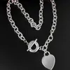 Fine TO 925 Sterling Silver Love Chain Necklace Wedding 925 Jewelry Heart Pendant Necklace Birthday Xmas Gift New Arrive Charm255E