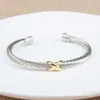 Gioielli firmati X Bracciale con ciondolo in oro Braccialetti in argento Bracciale con croce intrecciata con diamanti Zircone Regalo di lusso per donna, uomo, regalo d'amore