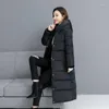 Manteau d'hiver en coton pour Femme, rembourré, chaud, Maxi bouffant, Parka longue et Slim, veste à capuche pour Femme