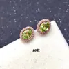 Oorknopjes Klassiek 925 zilver Peridot voor kantoorvrouw 5 mm 7 mm natuurlijke massieve sieraden