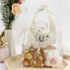 Present Wrap Transparent PVC Bag Daisy Flower Handväska Bröllopsfödelsedagsfest Favor Candy Cake Wrapping Påsar Julförsörjning