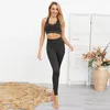 Conjuntos activos Camiseta sin mangas para deportes al aire libre para mujer Conjunto de traje de yoga sin costuras de dos piezas Sujetador y leggings de ejercicio sexy