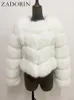 Womens Fur Faux ZADORIN Coats Cropped Top For Women Jacket Winter Luxury Coat Fluffy White Tops 230922