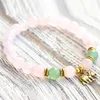 MG0748 8 mm Rose Quarz Elephant Charm Armband Green Aventurine Energy Armband Handgjorda kvinnors handled Mala Yoga Armband257R