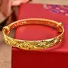 Bangle Copy 100% Real Gold 24k Pure Bangle Phoenix Bracelet Women's Imitation Color Mid-autumn Gift Pure 18k 999 Plated Gold Jewelry 230923