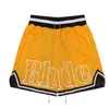 Mesh breathable shorts, elastic waistband, letter printing, loose size beach pants, men's and youth shorts