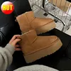 Australie plate-forme classique ultra mini uggd femmes cheville hiver daim 4cm 5cm bottes de neige en peau de mouton dames designer mode wtool chaud chaussures à enfiler