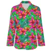 Blusas femininas tropical paraíso blusa floral impressão retro padrão casual feminino rua moda camisa verão manga longa oversized topo