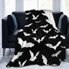 Swaddling Halloween Bats Haunted Mansion Purple Soft Warm Flannel Throw Blanket Bed Grinning Ghosts for Sofa Gifts 230923