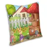 Oreiller à motif de famille de lapins de dessin animé vibrant, étui carré décoratif pour la maison, couverture imprimée Double face pour voiture