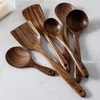Cooking Utensils Thailand Teak Natural Wood Tableware Spoon Ladle Turner Long Rice Colander Soup Skimmer Spoons Scoop Kitchen Tool Set 230923