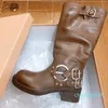 Bottes de créateur de mode, baskets de marque de luxe pour femme, bottines courtes au dessus du genou, bottines de Cowboy courtes pour l'hiver