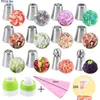 Autres fournitures de fête d'événements Fournitures de pâtisserie en acier inoxydable russe 15pcs Outils de décoration de gâteaux Set Tulip Buses Glaçage Confiserie Professionnel Grand 230923