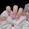 Kunstnagels 24 stks ballerina lange vierkante nagel tips draagbare nep vlinder camelia bloem parel ontwerp druk op 230922