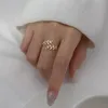 Cluster Rings 100 Authentic Real925 Sterling Silver Fine Jewelry Mini CZ Set Olive Branch of Leaf Shoot Ring Long43047263G