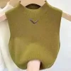 Summer Short Designer Clothe Woman Vest Womens Knit Shirt Sexig topp Basskjorta Ljus tunna bokstäver broderier för kvinnor Vest Top Waistcoat Jumper Woman Luxury Size S XL