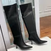 أزياء بسيطة أعلى جودة Row Boots Sheepes Sheepsined Toes Stiletto High Heel Knee Boots Fashion Fashion Luxury Booties 7cm