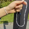 Ketting Oorbellen Set Girlgo Strandstijl Mode Blauwe Kralen Lange Kettingen Voor Vrouwen Boheemse Rijstkralen Armband Hanger Ketting Sieraden