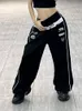 Calças femininas capris adagirl calças esportivas para mulheres streetwear moda oversize carta padrão perna larga sweatpants hip hop casual cintura alta joggers 230923