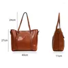 Kvällspåsar Kvinnor Bag Oil Wax's Leather Handväskor Luxury Lady Hand S With Pell Pocket Messenger Female Big Tote Sac Bols