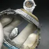 Voller Diamond Arabisch Zifferblatt Uhr 37mm Luxus vereisere Uhr Automatisch Männer Silber Gold Zwei -Ton -Wasserdichte Edelstahl Diamant 331d