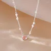 Chaînes 2023 Tendance de la mode Design unique élégant délicat rose amour zircon clavicule collier femmes bijoux fête cadeau en gros