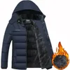 Mens Down Parkas Fashion Fleece Hooded Winter Coat Men Thick Warm Jacket Windproof Gift For Father Husband Parka 230923