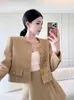 Women's Tracksuits Fashion Autumn Retro Small Fragrance Tweed Suit Women Elegant Double Breasted Jacket High Waist Shorts Outfits Clothing