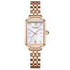 Mode femmes montre à quartz rétro montre carrée français petit disque en acier inoxydable bracelet en or montre-bracelet dames montres cadeau pour wif242T