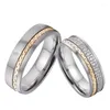 Bagues de cluster Alliance Custom Wedding Set pour hommes et femmes 14K Rose Gold Titanium Bijoux Zircone Diamant Mariage Couple Bague Paire