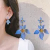 Dangle Earrings Elegant Blue Camellia Flower Bohemian Floral Daisy Women Summer Beach Jewelry