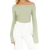 T-shirts voor dames Dames Y2k Off-shoulder Uitgaan Crop Top Vintage Sexy Lange mouw Streetwear Basic Slim Fit Backless Strak