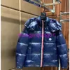 Designer Monclair Veste Coton Puffer Down Hommes Femmes Automne Hiver Lettre Ruban Jacquard Cousu Chaud À Capuche Armée Vert Noir Grands Manteaux Lâches