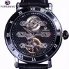 Forsining Tourbillion Obscure Designer étanche en cuir véritable montre pour hommes Top marque de luxe mécanique montre automatique Clock265p