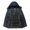 Mens Down Parkas Fashion Fleece Hooded Winter Coat Men Thick Warm Jacket Windproof Gift For Father Husband Parka 230923