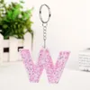 1pc Keyring 26 English Word English Letter Keychain Glitter harts A till Q Handväska Charms för Woman1276T