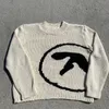 Suéter masculino Aphex Twin Knit Inverno Oversized Vintage Manga Longa Tops Jumper Pulôver Y2K Streetwear Gráfico Moda Roupas 230922