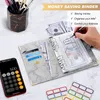 Filing Supplies A6 PU Leather Marble Notebook Binder Budget Planner Money Organizer for Cash Savings with 12 Zipper Envelope Pockets Stickers 230923