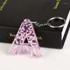 1pc Keyring 26 English Word English Letter Keychain Glitter harts A till Q Handväska Charms för Woman1276T