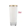 Verres à vin 1,5 oz 3 oz Sublimation S Tumbler Blanc Golden Rim Impression par transfert de chaleur Tasse givrée Livraison directe à la maison Kit de jardin Dha2H