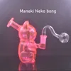 Design criativo Maneki Neko Hookahs Glass Bong Pipes Heady Mini bongs Dab Rigs Pequeno Bubbler Beaker reciclar plataforma de petróleo com tubo de queimador de óleo de vidro masculino e tigela de tabaco