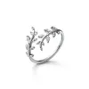 Cluster Rings 100 Authentic Real925 Sterling Silver Fine Jewelry Mini CZ Set Olive Branch of Leaf Shoot Ring Long43047263G