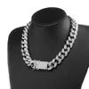 20 mm 16-30 cala lodowe pełne bling wie Triple Lock Hip Hip Cuban Link Naszyjnik dla mężczyzn Women298m