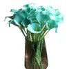 Kwiaty dekoracyjne 36,5 cm Niebieska lilia sztuczna prawdziwa prawdziwa dotyk lilie bukiet fałszywe domowe dekoracja ślubna kwiat