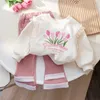 Conjuntos de roupas Roupa Infantil Cute Child Set Coreano Outono Infantil Top e Bottom Set Grupos de Pant Girl Impresso Manga Longa Top Pullover 230922