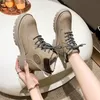 207 Women Winter Medium Heel Comfortable Ankle Ladies Boots Fashion Designer Shoes Solid Color Lace-up Chaussure Femme 230923 a