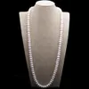 Design 10-11mm 82 cm perle d'eau douce blanche grand pain cuit à la vapeur perles rondes collier de perles chaîne de pull bijoux de mode 276Q